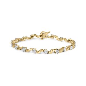 Haus of Brilliance Metallic 10K 1.00 Cttw Round-Cut Diamond Floral S-Link 7.50" Bracelet (I-J Color, I2-I3 Clarity) for men