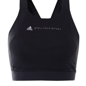 Adidas By Stella McCartney Schwarz Essentials Sport-bh Aus Climalite®-stretch-material Mit Mesh-einsatz