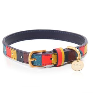 Paul Smith Blue Striped Leather Dog Collar