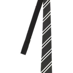 Saint Laurent Black Jacquard Diagonal Striped Tie for men