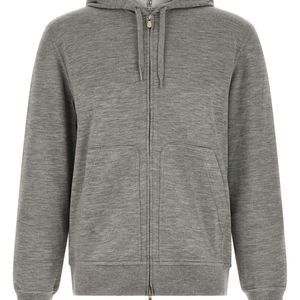 Brunello Cucinelli Grey Cashmere And Silk Hoodie for men