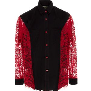 Camicia inserto pizzo contrasto di Youths in Balaclava in Rosso da Uomo