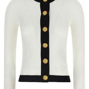 Balmain White Two-tone Cardigan