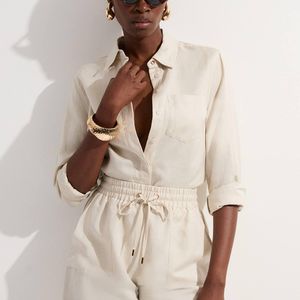 Karen Millen Natural Viscose Linen Tie Waist Woven Shorts