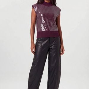 Karen Millen Red Sequin Cosy Knit Sleeveless Tank Top