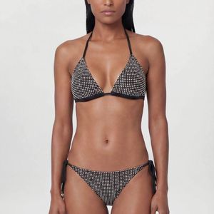 Karen Millen Black Studded Tie Up Bikini Bottoms
