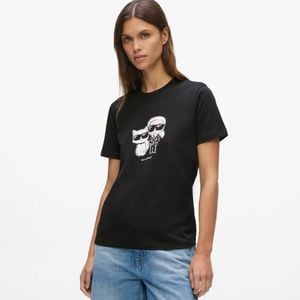 Karl Lagerfeld Black Ikon Karl And Choupette Sketch T-Shirt