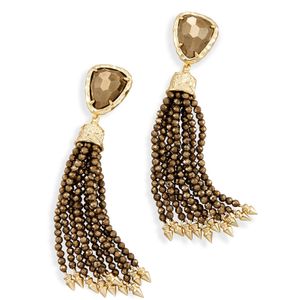 Kendra Scott Brown Blossom 14ct Gold-plated And Pyrite Stone Earrings