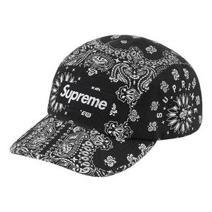 Supreme Black Bandana Camp Cap for men