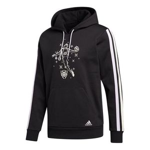 Adidas Black Don Decorate Po Solid Color Stripe Basketball Casual Sports Hooded Pullover for men