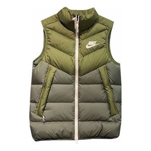 Nike Green Windproof Warm Stand Collar Down Vest for men