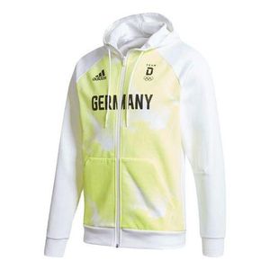 Adidas Yellow Tokyo Olympics German National Team Sports Hooded Cardigan Jacket for men