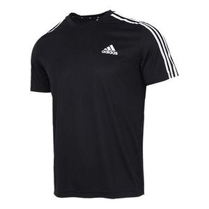 Adidas Black M 3S T Casual Sports Side Stripe Round Neck Short Sleeve for men