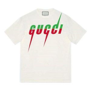 Gucci White Printing Classic Short Sleeve Creamy for men