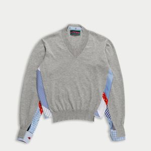 La Fetiche Grey Robbie Menswear V-Neck Sweater