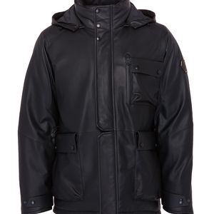 Detachable hood leather down unisex jacket Trickcoo de hombre de color Negro