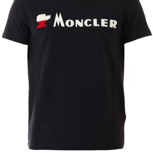 メンズ Moncler ネイビー ロゴ T シャツ ブルー