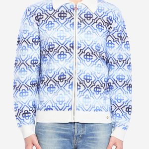 Casablanca Blue Space Dye Zip Sweater for men