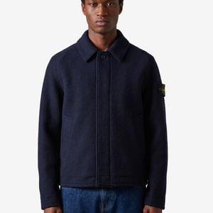 Stone Island Blue Felted Rws Wool Cardigan for men