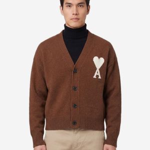 AMI Brown Ami De Coeur Cardigan for men