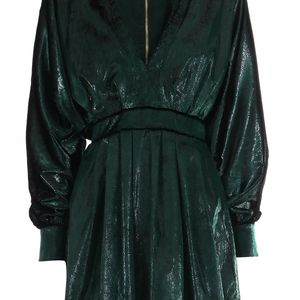 Mini-robe En Velours Métallisé Froncé Balmain en coloris Vert