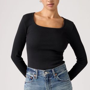 Levi's Black Essential Square Neck Long Sleeve Tee