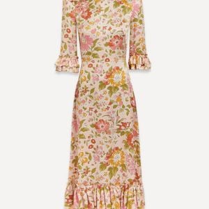 The Vampire's Wife Metallic Falconetti Silk Floral Dress