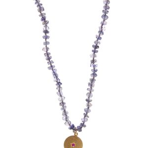 Andrea Fohrman Metallic Iolite Bead Crescent Moon Necklace