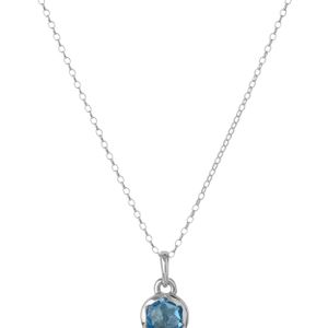 Dinny Hall Metallic Small Silver Fluted Orb Swiss Blue Topaz Charm Pendant Necklace