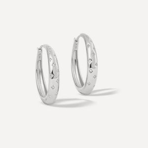 Astley Clarke White Sterling Maxi Tiny Star Hoop Earrings