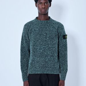 Stone Island Blue Knitted Crewneck Sweater for men