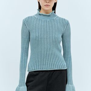 Acne Blue Ruffled Sleeves Sweater