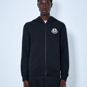 Moncler Blue Zip Hoodie With Logo Patch for men