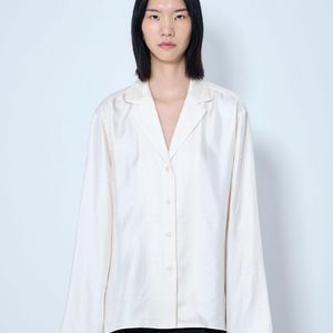 Totême  White Monogram Silk Pj Shirt