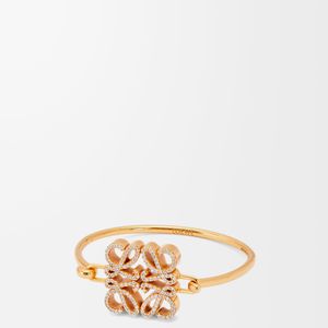 Loewe White Pave Anagram Open Bracelet