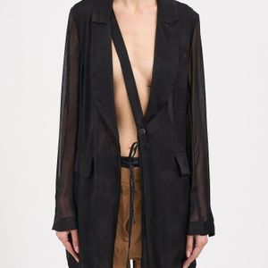 Masnada Black One-Button Silk Jacket