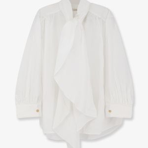 LAMRONS White Shirt With Knot Detail Cotton