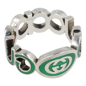 Gucci Green Sterling Interlocking G Ring