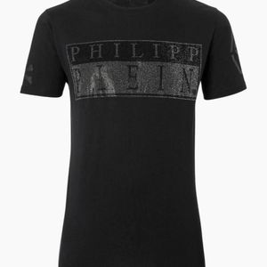 Philipp Plein Black Bold Monotone Diamantv Logo T-Shirt for men