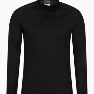 Mountain Warehouse Black Talus Zip Neck Long-Sleeved Thermal Top for men