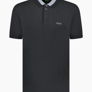 Boss Black Stretch-Cotton Polo Shirt With 3D-Stripe Collar for men