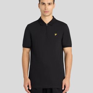 Lyle & Scott Black 1/4 Zip Short Sleeve Polo Shirt for men