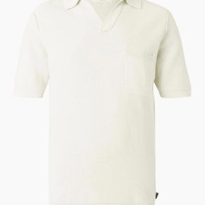 Replay White Knitted Cream Polo Shirt for men