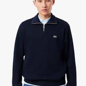 Lacoste Blue Zip-Up High Neck Interlock Sweatshirt for men