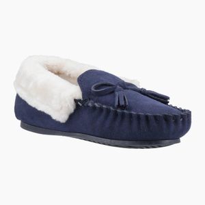 Hush Puppies Blue Agnes Fur Slipper