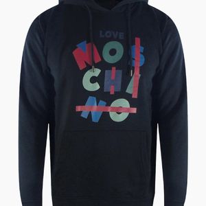 Love Moschino Blue Jumble Logo Hoodie for men