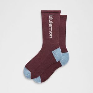 lululemon athletica Purple – Daily Essential Crew Socks Wordmark – Color Burgundy/ – Size Large