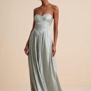 Lulus Natural Kylin Sage Satin Basque Waist Maxi Dress