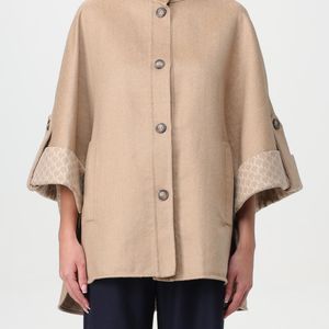 Max Mara Natural Single-Breasted Wool And Cashmere Cape With High Collar