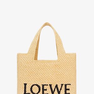 Loewe Natural Paula's Ibiza -Small Font Raffia Handbag With Embroidered Logo On The Front